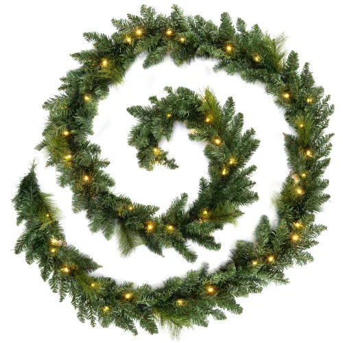 WeRChristmas Green Pre-Lit Plain Artificial Christmas Garland 80 Warm White Leds 18 Ft - No Size Image 1