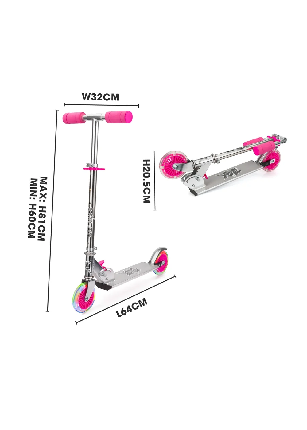 Xootz Folding Scooter LED Wheels - No Size Image 6