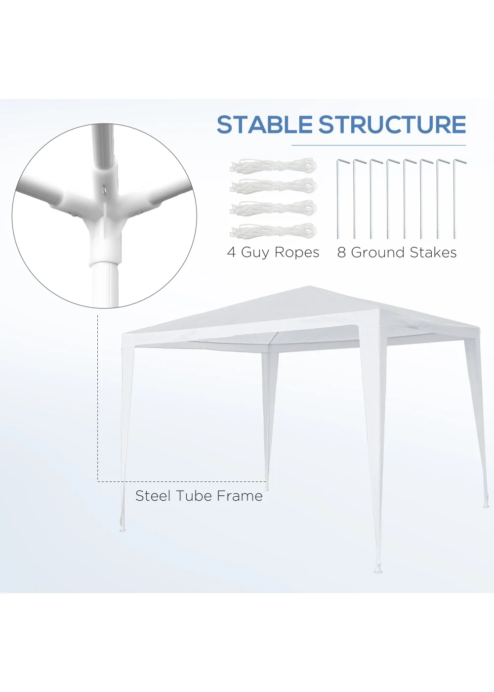 Outsunny Garden Gazebo Tent (2.7m x 2.7m) - One Size Image 5