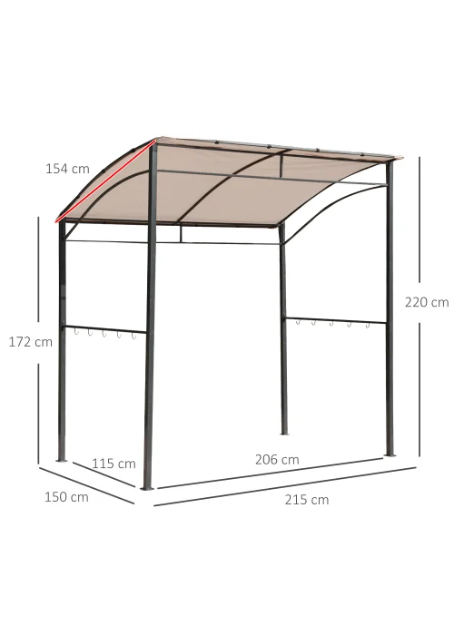 Outsunny Beige Garden Gazebo Tent (2m x 1.5m x 2m) - One Size Image 3