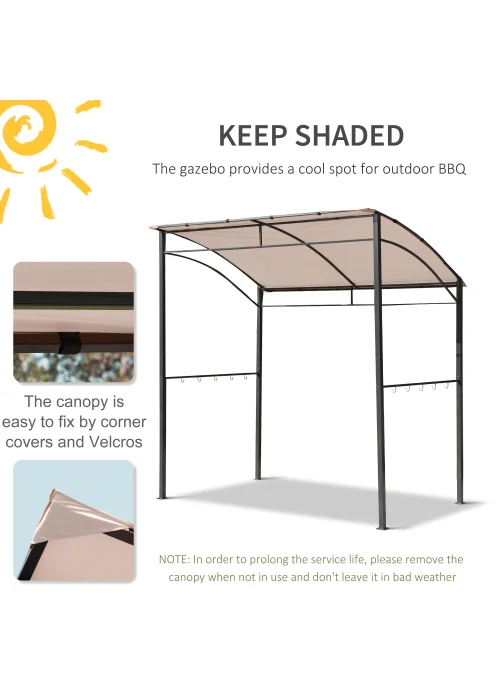 Outsunny Beige Garden Gazebo Tent (2m x 1.5m x 2m) - One Size Image 5