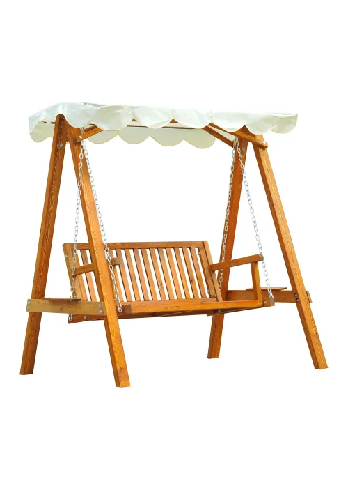 Outsunny 2 Seater Wooden Garden Canopy Swing Chair Hammock Bench - No Size Image 2