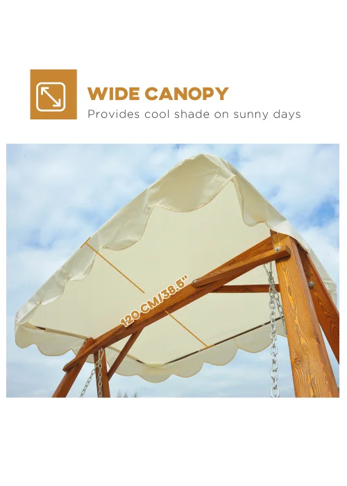 Outsunny 2 Seater Wooden Garden Canopy Swing Chair Hammock Bench - No Size Image 4