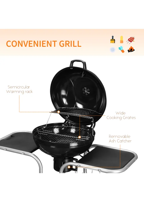 Outsunny Charcoal Trolley Barbecue Grill with Wheels (126cm x 52cm x 96cm) - No Size Image 4