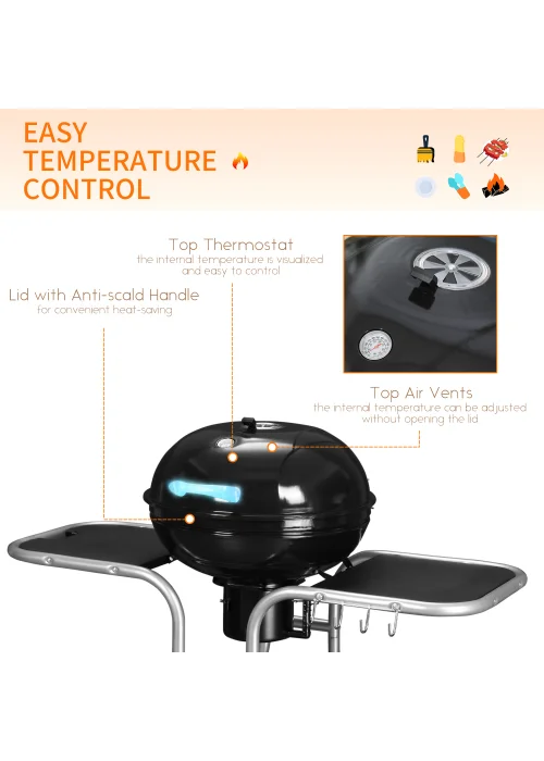 Outsunny Charcoal Trolley Barbecue Grill with Wheels (126cm x 52cm x 96cm) - No Size Image 5