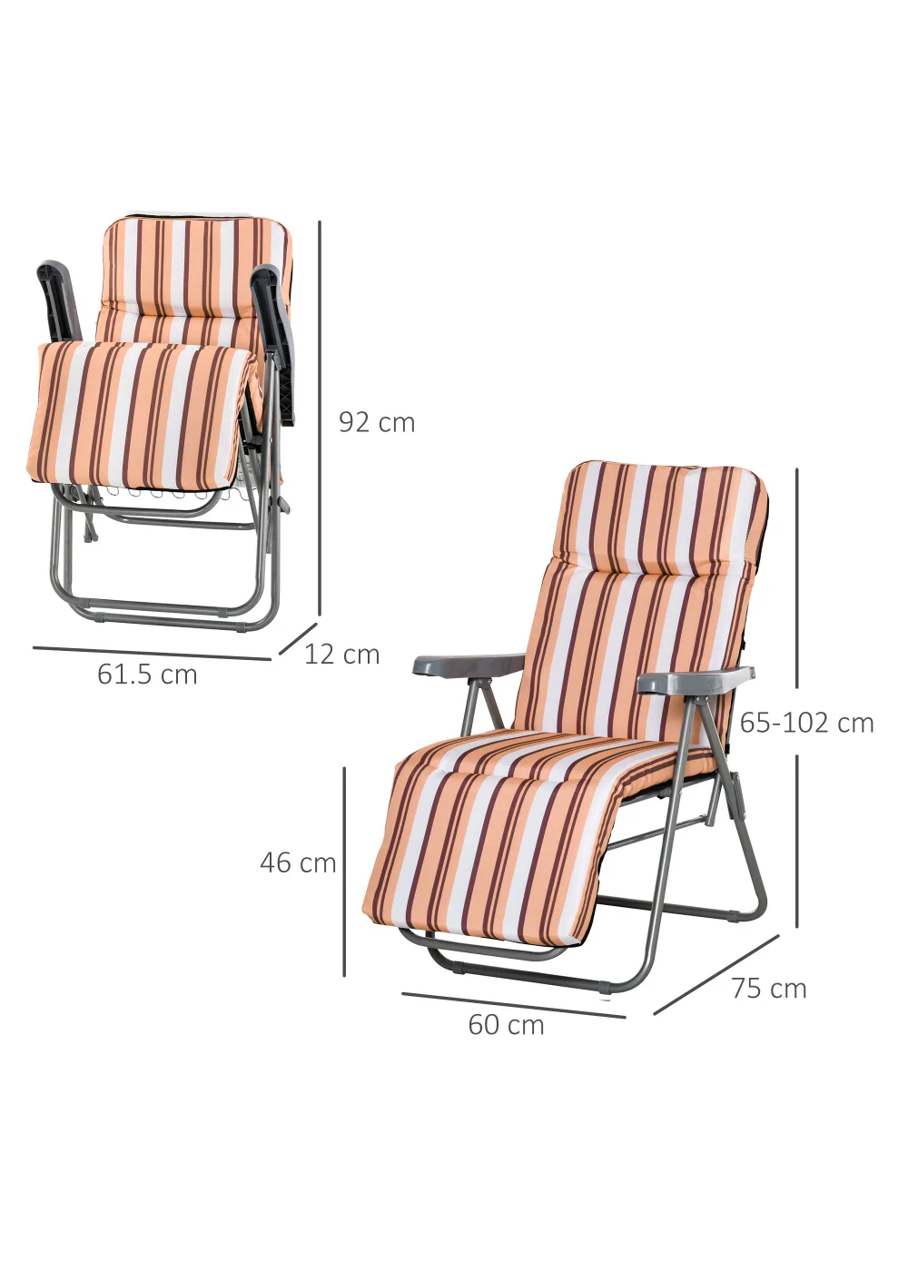 Outsunny Set of 2 Garden Patio Foldable Sun Recliners Loungers - No Size Image 3