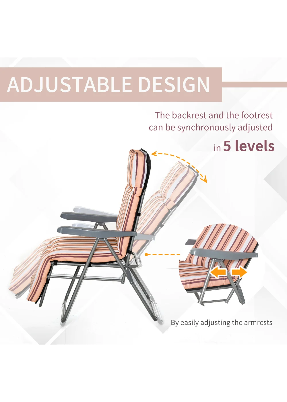 Outsunny Set of 2 Garden Patio Foldable Sun Recliners Loungers - No Size Image 4