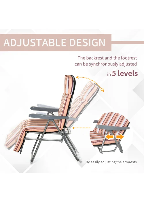 Outsunny Set of 2 Garden Patio Foldable Sun Recliners Loungers - No Size Image 4