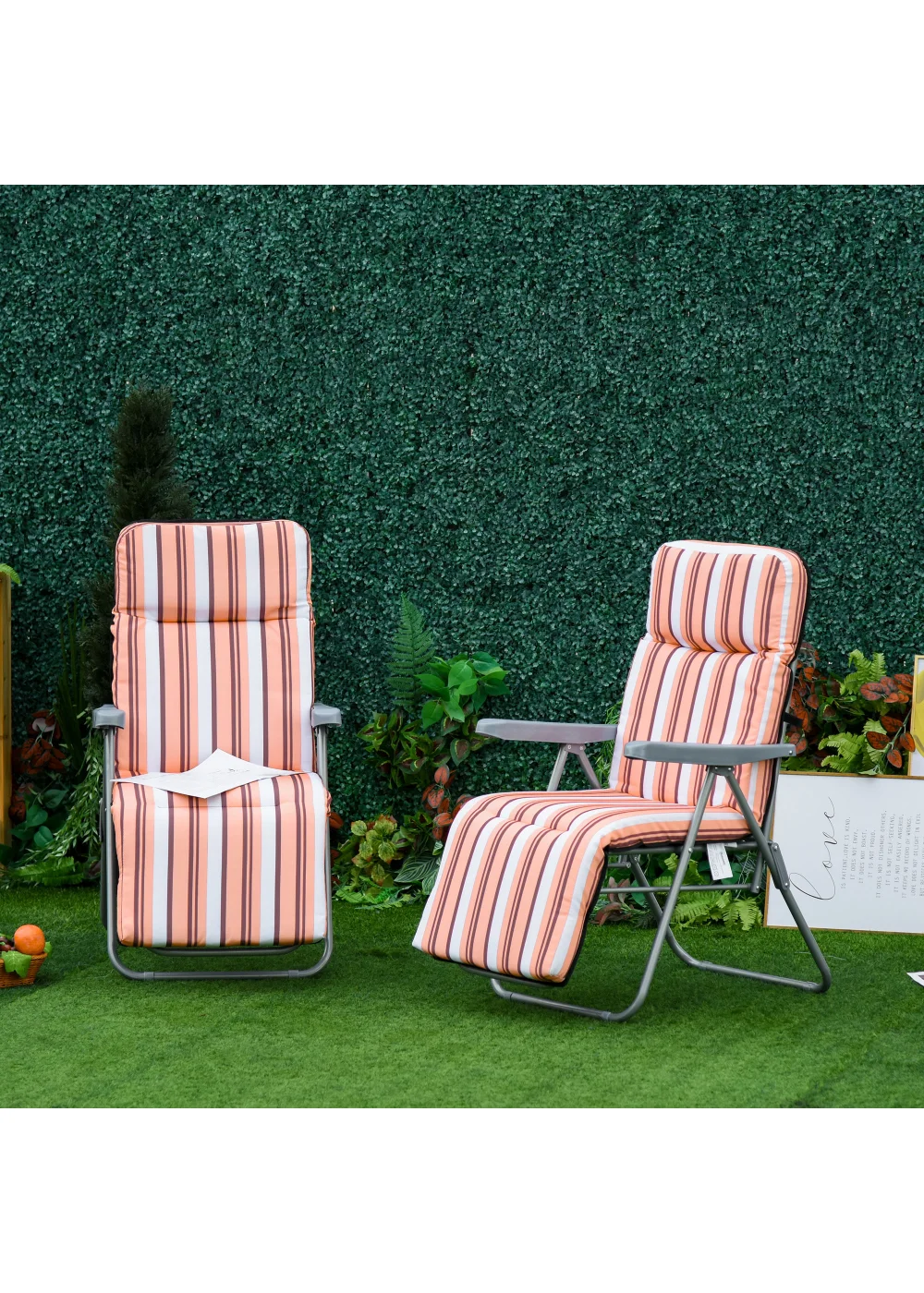 Outsunny Set of 2 Garden Patio Foldable Sun Recliners Loungers - No Size Image 1