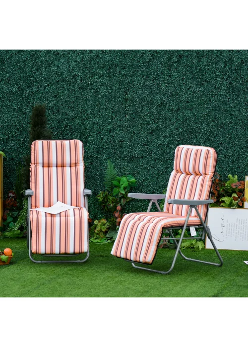 Outsunny Set of 2 Garden Patio Foldable Sun Recliners Loungers - No Size Image 1