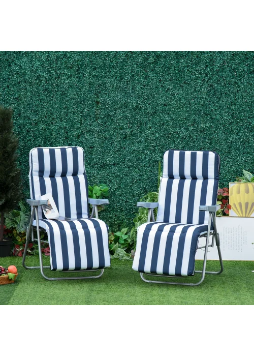 Outsunny Set of 2 Garden Patio Foldable Sun Recliners Loungers - No Size Image 1