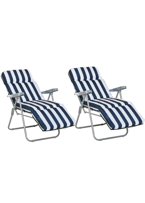 Outsunny Set of 2 Garden Patio Foldable Sun Recliners Loungers - No Size Image 2