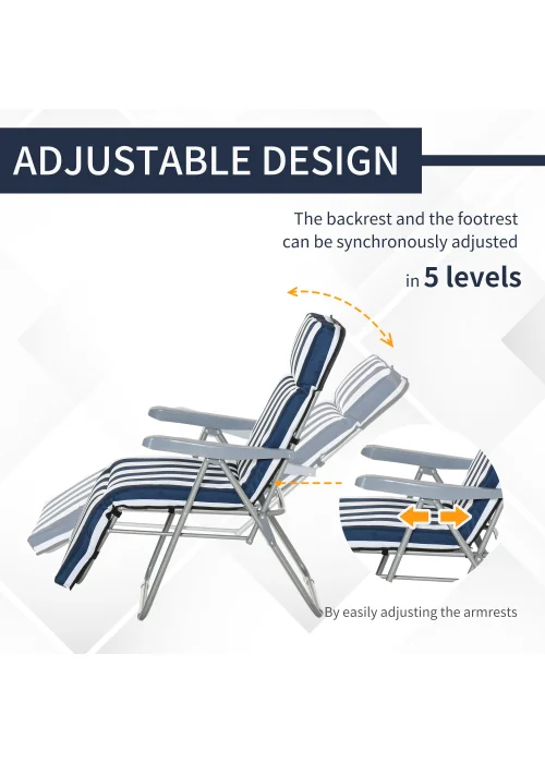 Outsunny Set of 2 Garden Patio Foldable Sun Recliners Loungers - No Size Image 5