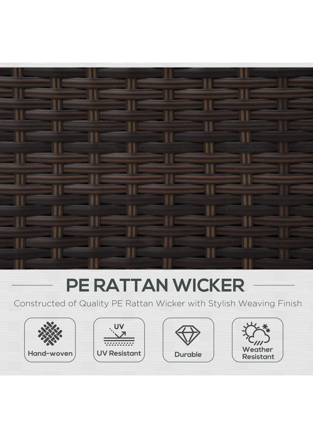 Outsunny 1 Seater Rattan Garden Chair (75cm x 70cm x 80cm) - One Size Image 4