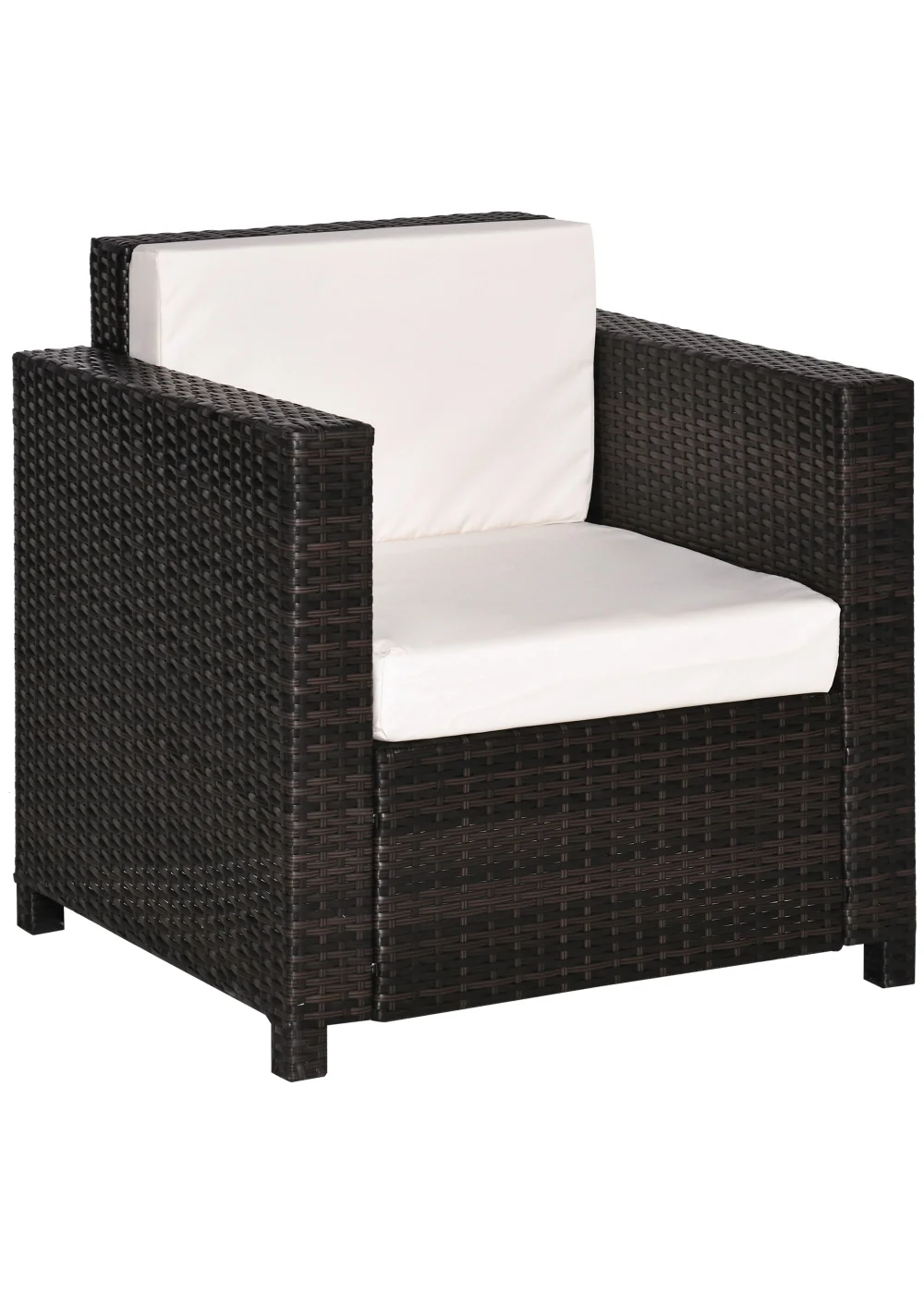 Outsunny 1 Seater Rattan Garden Chair (75cm x 70cm x 80cm) - One Size Image 2