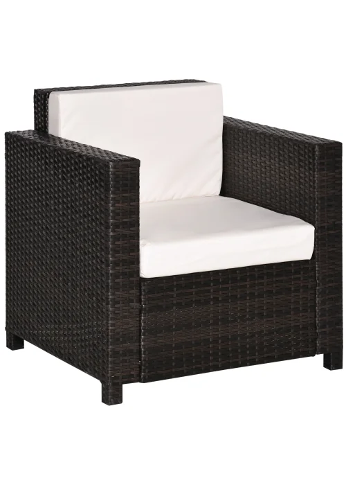 Outsunny 1 Seater Rattan Garden Chair (75cm x 70cm x 80cm) - One Size Image 2