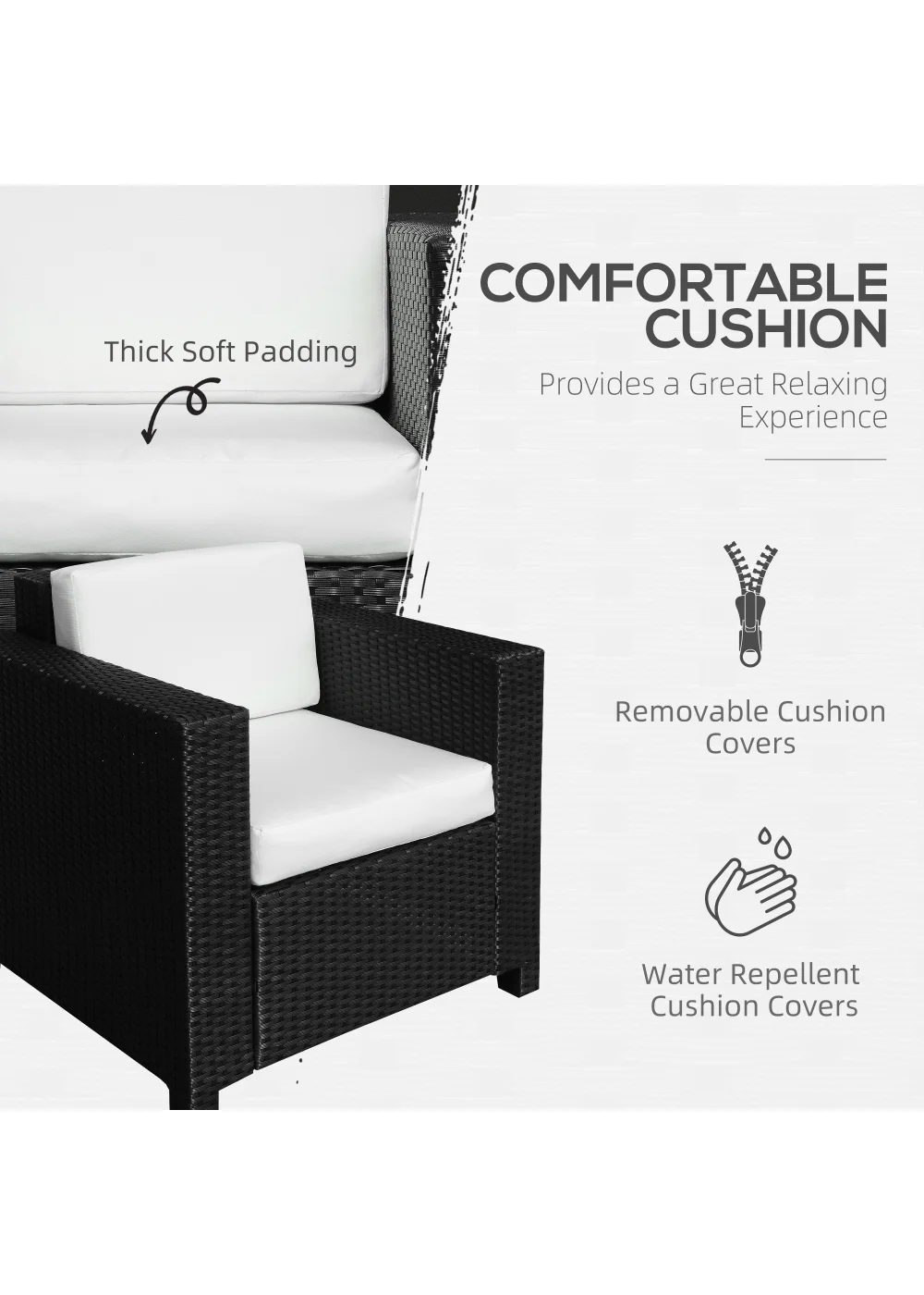 Outsunny 1 Seater Rattan Garden Chair (75cm x 70cm x 80cm) - No Size Image 5