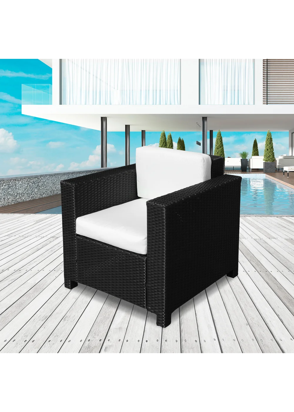 Outsunny 1 Seater Rattan Garden Chair (75cm x 70cm x 80cm) - No Size Image 1