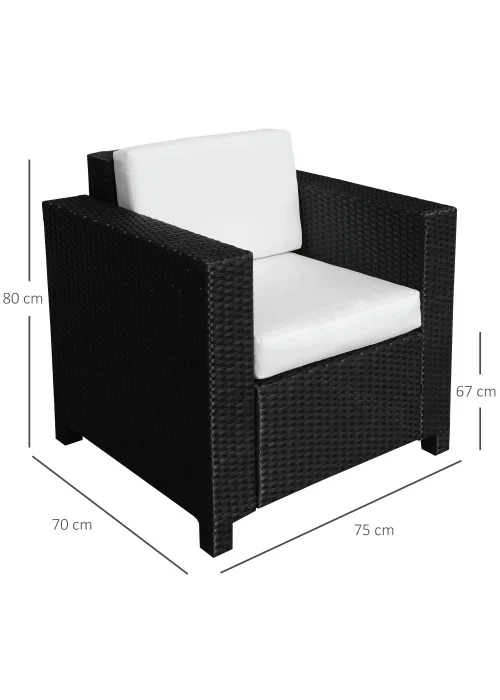 Outsunny 1 Seater Rattan Garden Chair (75cm x 70cm x 80cm) - No Size Image 3