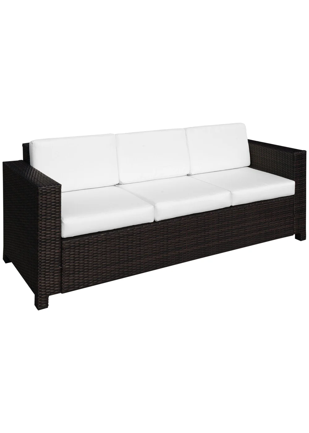 Outsunny Rattan Wicker 3 Seater Sofa with 10 cm Thick Padded Cushion - One Size Image 2