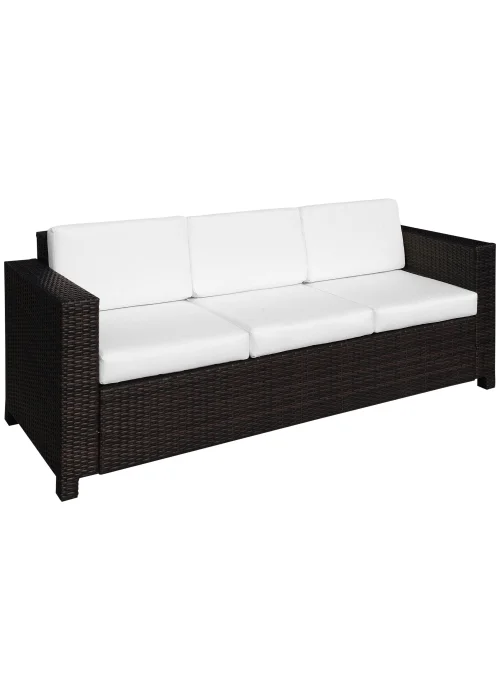Outsunny Rattan Wicker 3 Seater Sofa with 10 cm Thick Padded Cushion - One Size Image 2