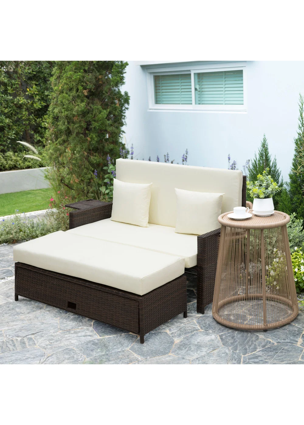 Outsunny 2 Piece Rattan Garden Furniture Set - One Size Image 2