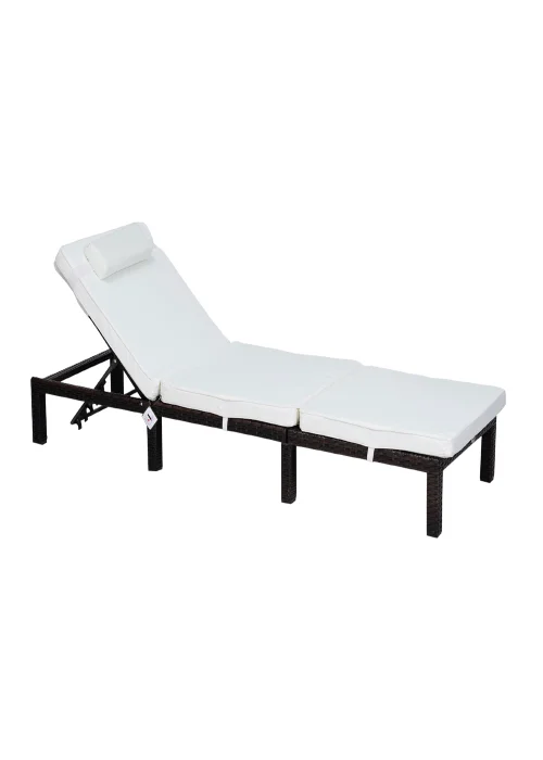 Outsunny Rattan Garden Sun Lounger Chair (195cm x 65cm x 22cm) - One Size Image 2