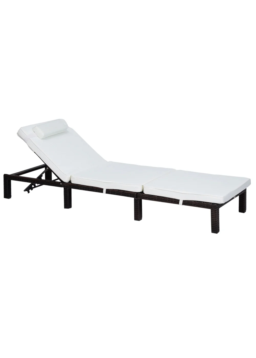 Outsunny Rattan Garden Sun Lounger Chair (195cm x 65cm x 22cm) - One Size Image 1
