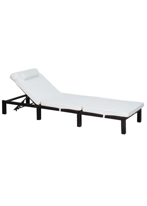 Outsunny Rattan Garden Sun Lounger Chair (195cm x 65cm x 22cm) - One Size Image 1