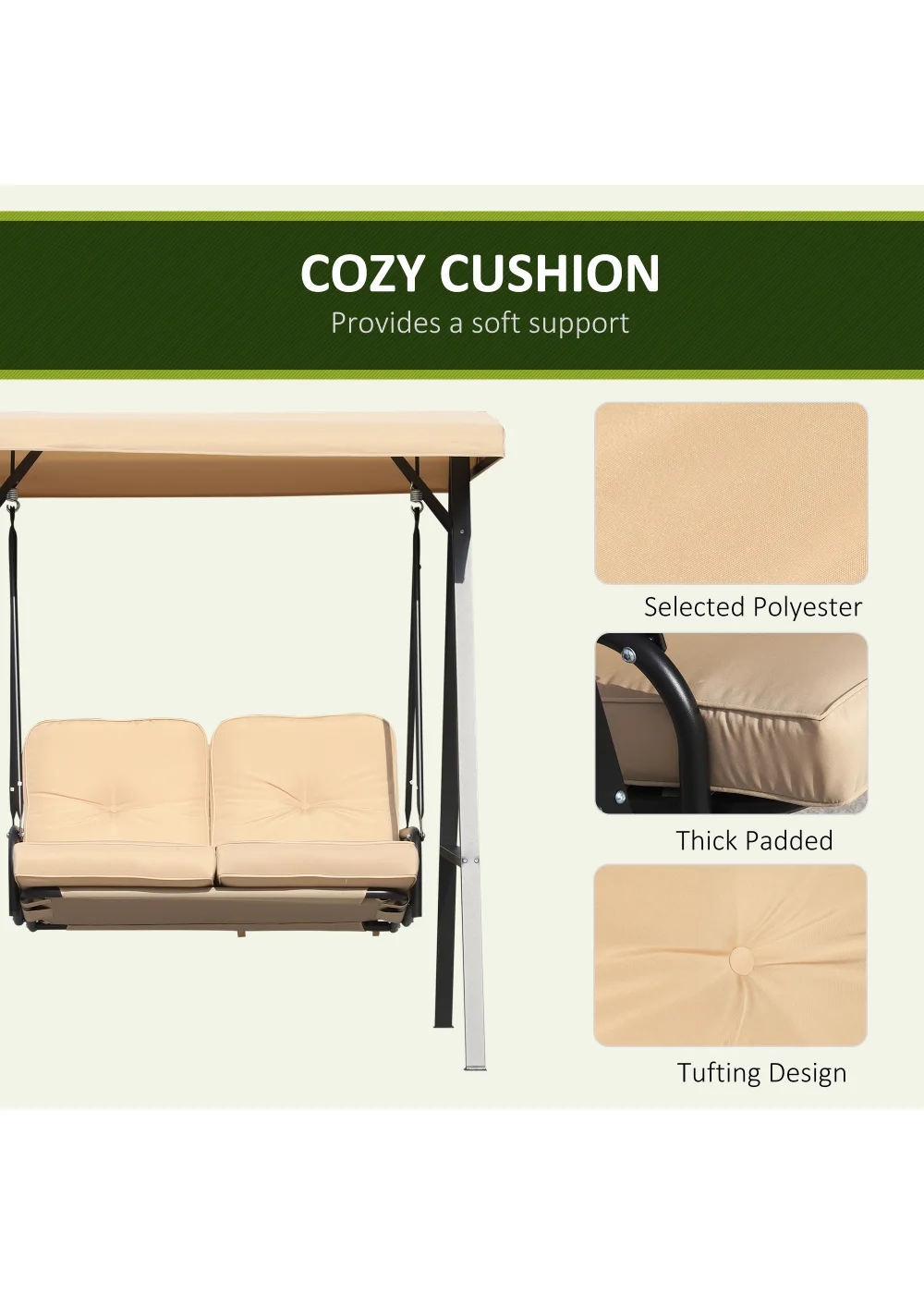 Outsunny 2 Seater Garden Swing Chair - One Size Image 5