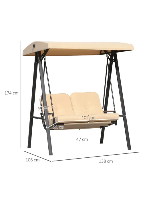 Outsunny 2 Seater Garden Swing Chair - One Size Image 3