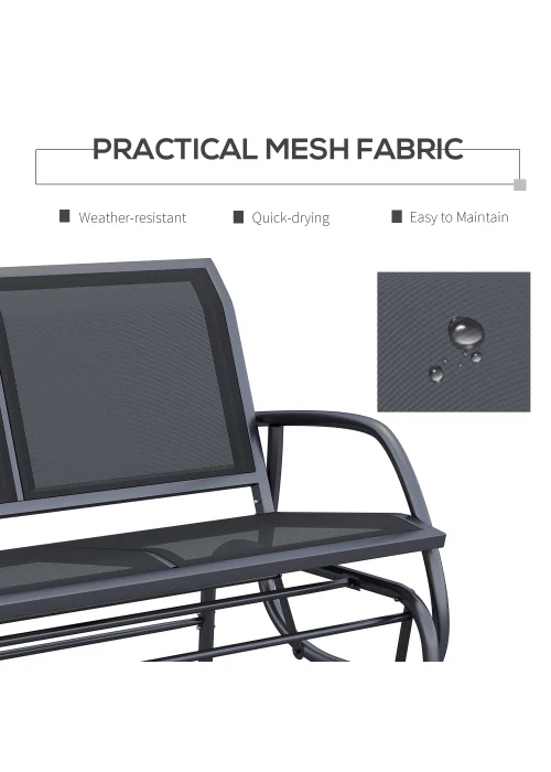 Outsunny 2-Person Outdoor Glider Bench Patio Double Swing Gliding Chair Loveseat - No Size Image 5