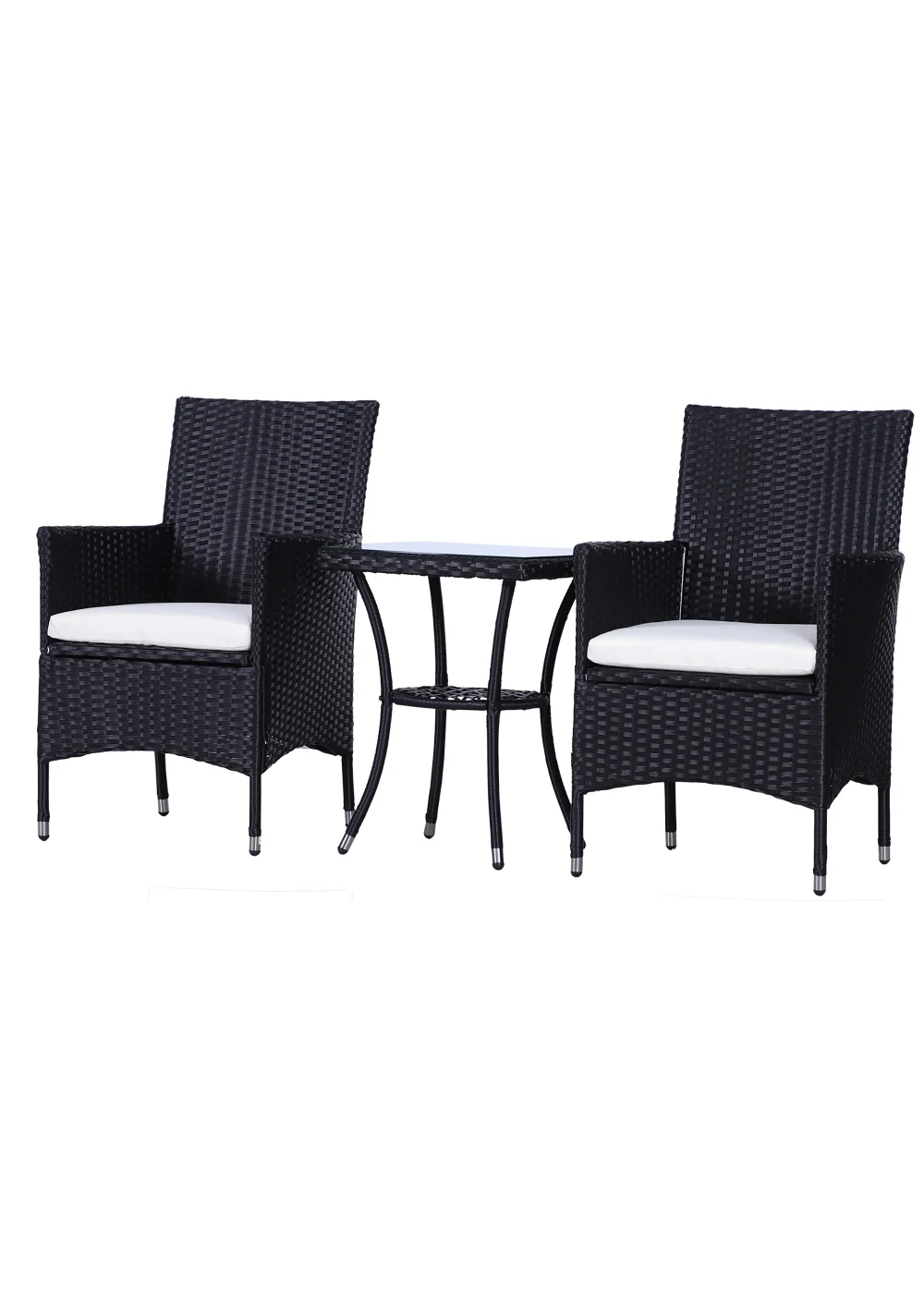 Outsunny 3 Piece Rattan Garden Bistro Furniture Set - One Size Image 2
