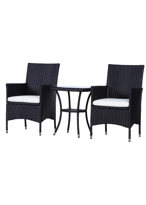 Outsunny 3 Piece Rattan Garden Bistro Furniture Set - One Size Image 2