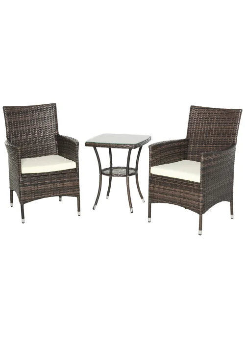 Outsunny Garden Rattan Furniture Bistro Set 3 PCs - No Size Image 2