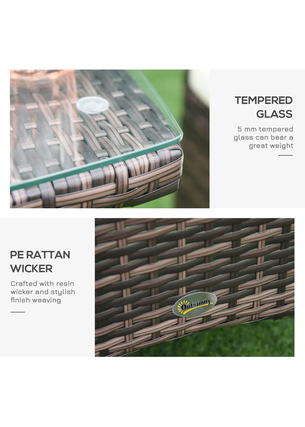 Outsunny Garden Rattan Furniture Bistro Set 3 PCs - No Size Image 5