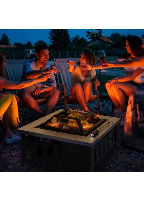 Outsunny Metal Firepit Outdoor Square Fire Pit - No Size Image 1