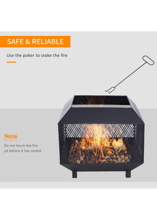Outsunny Metal Firepit Patio Heater Brazier Garden Square Stove Log Wood Burner - One Size Image 4