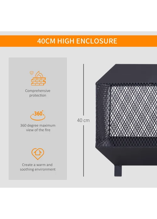 Outsunny Metal Firepit Patio Heater Brazier Garden Square Stove Log Wood Burner - One Size Image 5