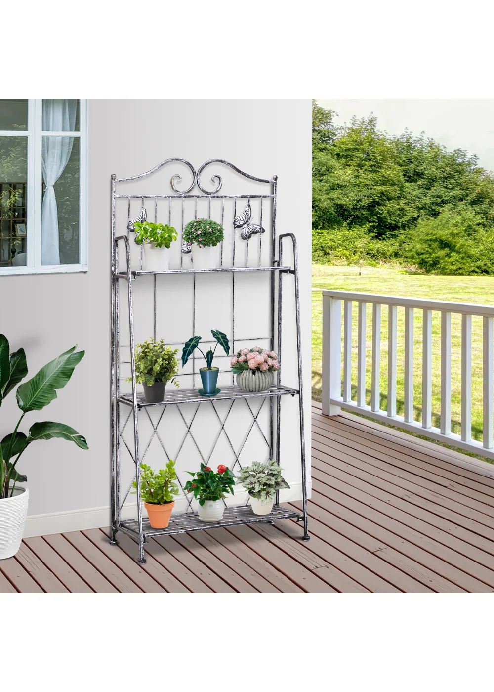 Outsunny Freestanding 3-Tier Garden Plant Stand - No Size Image 1