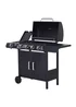 Outsunny 4+1 Gas Burner Grill BBQ Trolley with Storage Side Table and Wheels - No Size Image 2