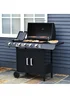 Outsunny 4+1 Gas Burner Grill BBQ Trolley with Storage Side Table and Wheels - No Size Image 1