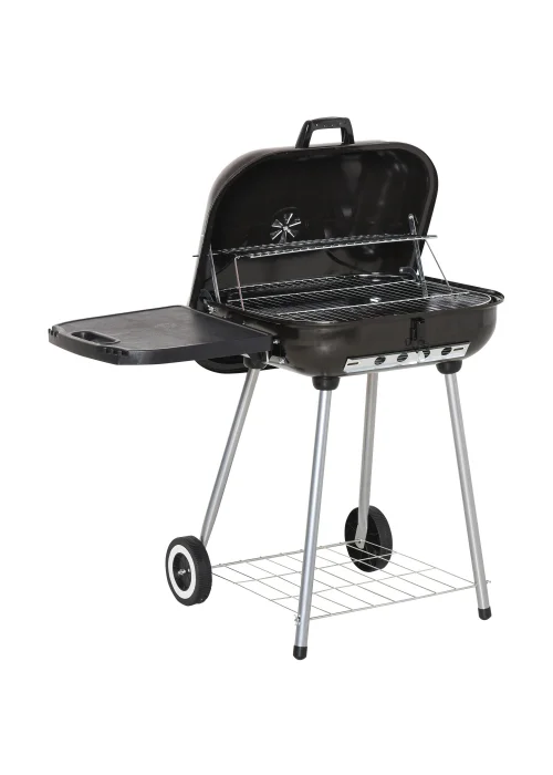 Outsunny Portable Charcoal Steel Grill Barbecue (96cm x 60cm x 83cm) - One Size Image 1