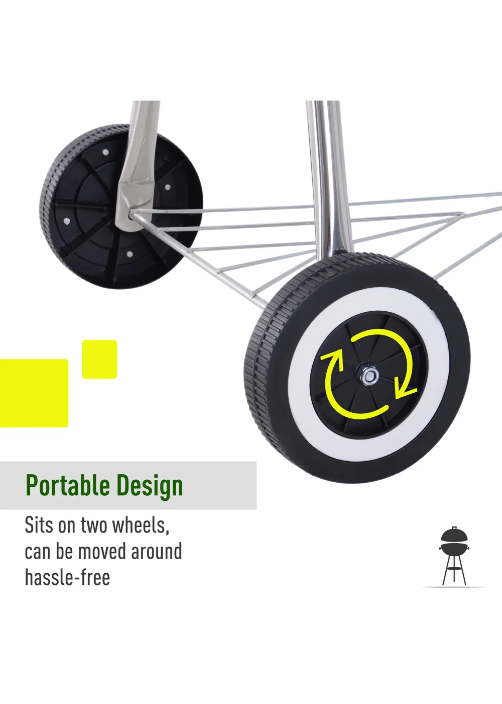 Outsunny Portable Round Kettle Charcoal Grill BBQ Smoker with Lid - No Size Image 4