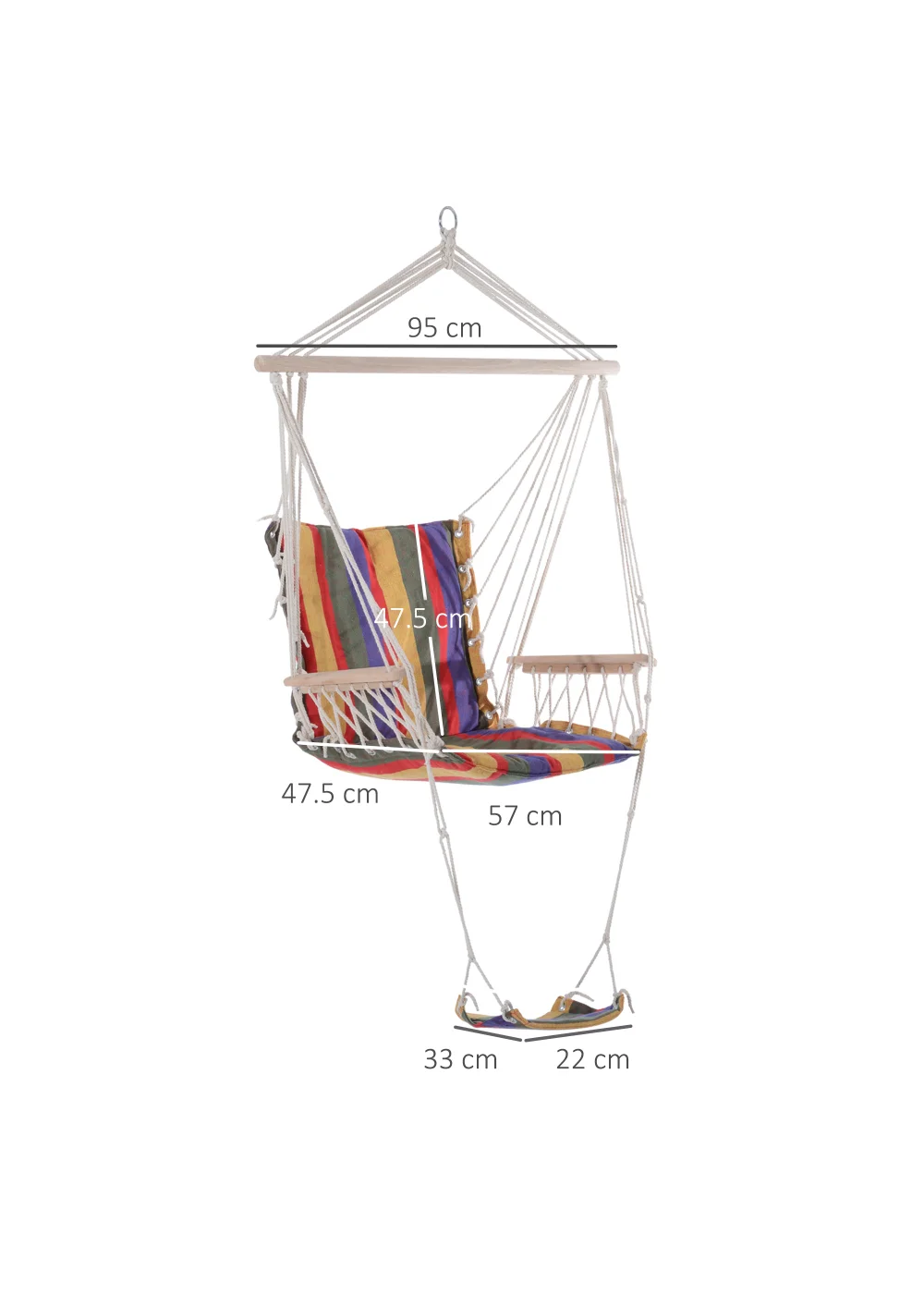 Outsunny Rope Hammock Swing Seat (57cm x 47.5cm) - One Size Image 3