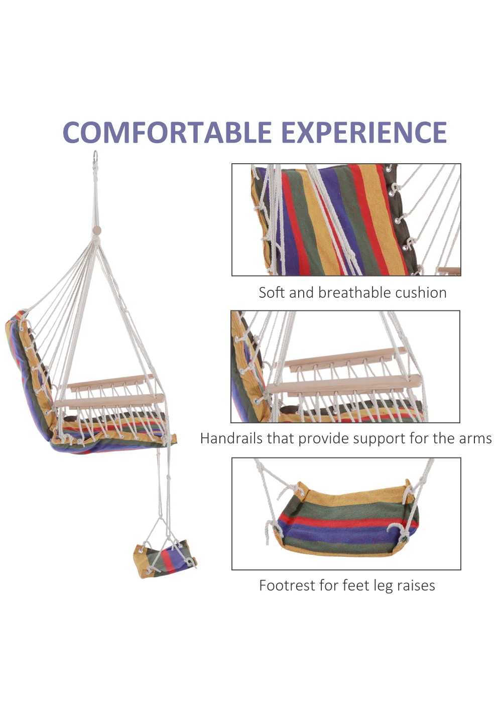 Outsunny Rope Hammock Swing Seat (57cm x 47.5cm) - One Size Image 4