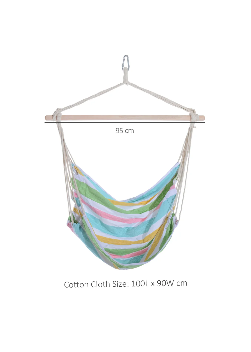 Outsunny Garden Hammock Chair with Wooden Support Bar Cotton Cloth, Portable Garden Chair - No Size Image 3