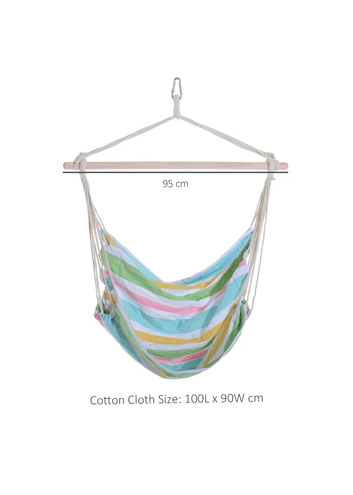 Outsunny Garden Hammock Chair with Wooden Support Bar Cotton Cloth, Portable Garden Chair - No Size Image 3