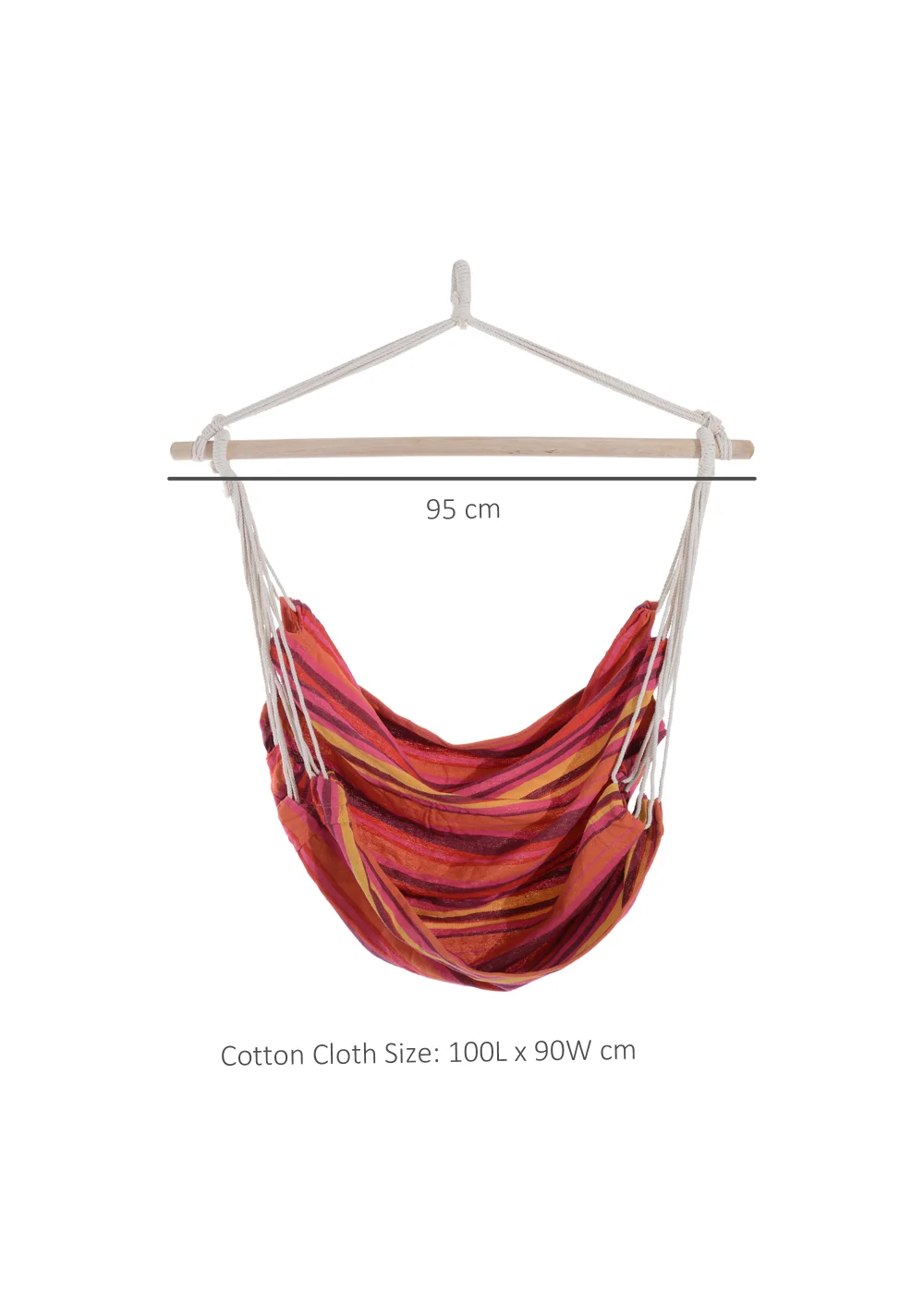 Outsunny Garden Hammock Chair with Wooden Support Bar Cotton Cloth, Portable Garden Chair - No Size Image 3