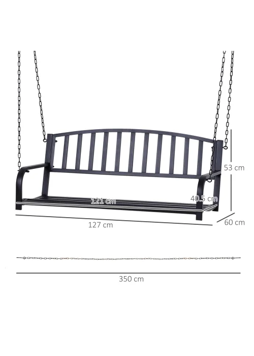 Outsunny 2 Seater Outdoor Swing Bench (127cm x 60cm x 53cm) - One Size Image 3